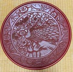 堆朱・鎌倉彫 木製漆器 茶盆 飾盆 レア アンティーク 蔵放出品
