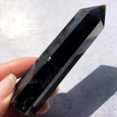 【数量限定！特大！虹入り】最強魔除け　天然石　モリオン　ポイント　六角柱