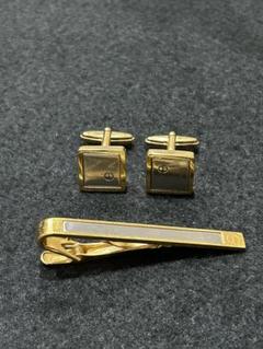 ②dunhill ネクタイピン・カフリンクスセット　スクエア　ストライプ　外箱付 ②dunhill ネクタイピン・カフリンクスセット スクエア