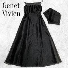 ジュネビビアン 高級 ロングドレス パーティー 演奏会 オーガンジー 赤 レッド ジュネビビアン Genet Vivien ラメ付きオーガンジードレス