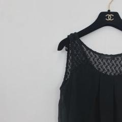 極美品✨ リエンダ ブラック チュニック ワンピース レース フリル 上品 黒
