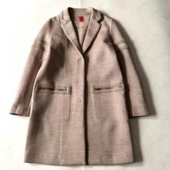 美品 Haat イッセイミヤケ ボンディング ロングコート ピンクベージュ L 美品 Haat イッセイミヤケ ボンディング ロングコート ピンク