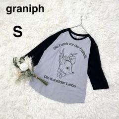 グラニフ＊ラグランプリントTシャツ 可愛い カジュアル 七分袖 綿100% S