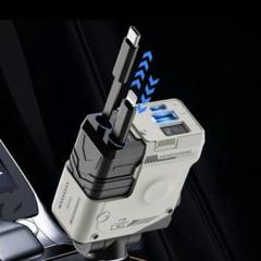 【新品】車用充電器 巻き取り式カーチャージャー シガーソケット USB ピンク