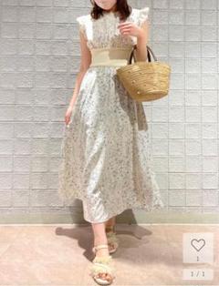 マジェスティックレゴン フラワープリント コルセットフリルロングワンピース