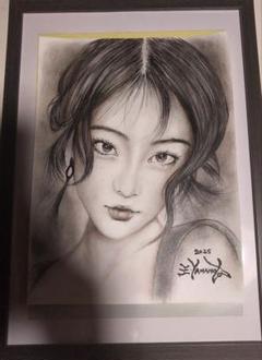 裸婦、美人画、4F.瞳の先、山本英二、真作、肉筆、新品額縁