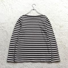 無印良品【M】茶系×白 ボーダー 長袖カットソー シンプル 春秋