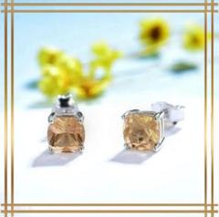 059Ah【全7色】ピアス　スクエア　S925　誕生石　11月　シトリン 059Aj【全7色】ピアススクエアS925誕生石11月シトリン