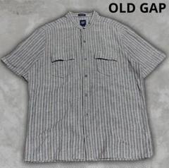 00s OLD GAP ノーカラーシャツ　バンドカラーシャツ　半袖シャツ　リネン