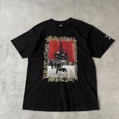 Stussy FUTURA コラボ Tシャツ Lサイズ 黒 00s STUSSY × FUTURA/World Tour print Tee/L/ワールドツアー