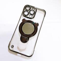 iPhone 15Pro Max ケース 可愛い クリア 多機能回転 ブラック