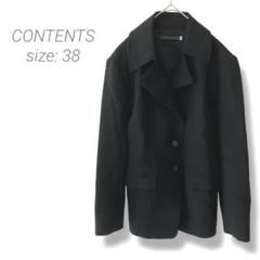 【コンテンツ】CONTENTS ジャケットアウター 日本製 ウール混38ブラック