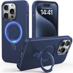 iPhone15 Pro Max ケース MagSafe対応スタンド ブルー