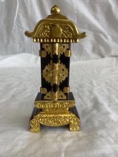 4505 時代仏具木地金箔押蓮花文六角彩絵華足供花一対木箱付送料無料