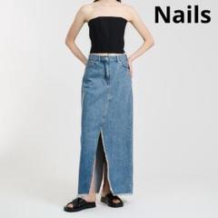 Nails デニムロングスカート スリット ビンテージ感 サイズ36 ブルー