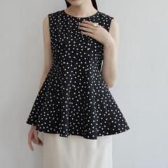 美品♡24SS ANAYI アナイ サッカーストレッチペプラム ブラウス ドット