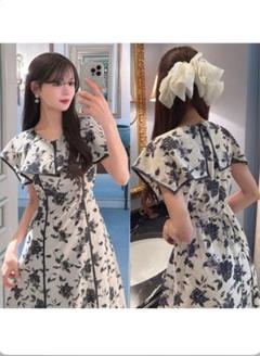 ラッフルカラー花柄ワンピース【pm583】のサムネイル