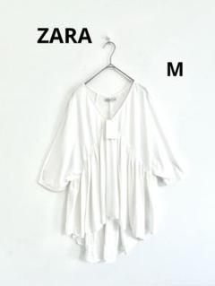 ZARA Vネックドルマンスリーブギャザープルオーバー