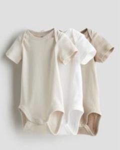 H&M 半袖コットンボディスーツ 3枚セット90