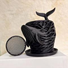 クジラ鉢ジャイロイド底板　3Dプリンター鉢　作家鉢　海流模様のサムネイル