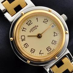 HERMES 磨き済 クリッパー コンビ アイボリー 腕時計 827606 HERMES 磨き済 クリッパー コンビ アイボリー 腕時計 827606