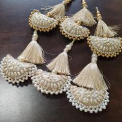 ラトカン、タッセルセット 6個　インド刺繍