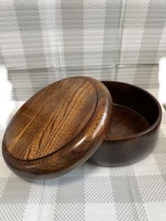 茶壇茶びつ蓋付き容器 黒とオレンジ模様