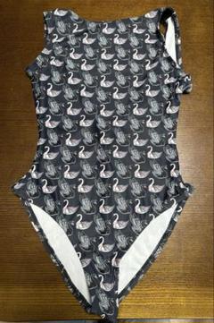 Audition Dancewear レオタード　黒　スワン柄　ボートネック　M