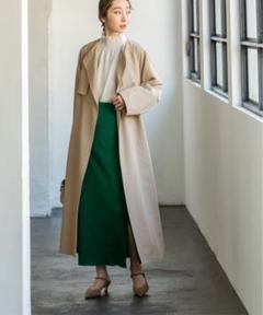 【美品】NOBLE ノーブル　リバーパフガウンコート　ロングコート Noble（ノーブル）の「W/Nyリバーオーバーカラーコート