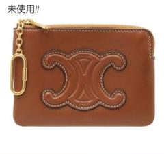 極美品 ＊ CELINE セリーヌ トリオンフ キュイル コインポーチ ブラウン セリーヌ タン コイン＆カードポーチ キュイル トリオンフ 現行