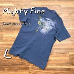 Mighty FineマイティファインUSA製コットンバックプリント開襟シャツL