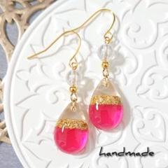 ≪115 ピンク≫ハンドメイドレジンピアス 400円