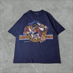 90s IMAGE WEST インディアン 馬 アニマル Tシャツ ネイビー 紺