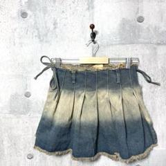 レディース プリーツデニムミニ巻きスカート S ミニスカート