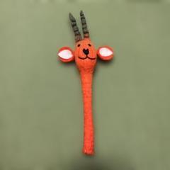 【美品】ペンカバー 羊毛フェルト アニマル オレンジ