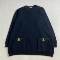 サルヴァトーレフェラガモ　ワンピース　チュニック 黒 金 ニット ヴィンテージ Salvatore Ferragamo - サルヴァトーレフェラガモ ワンピース
