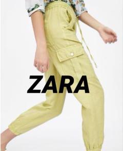 ZARA★カーゴワークパンツXS/ライム/ジョガーパンツ/裾絞り/リネンコットンのサムネイル