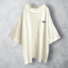 【ADANS アダンス】　モックネックTシャツ　オーバーサイズ　ロゴプリント　白