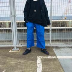 ワイドパンツ タイパンツ ガウチョパンツ 新品フリーサイズ送料込み ブルー