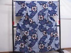 超美品【夏単衣】2way 袋帯　枝花文様 帯のアトリエ花邑 hanamura 銀座 「笹に花文様 型染め 紬 名古屋帯」