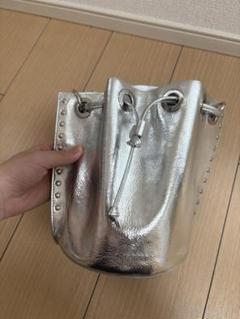 シルバー ドローストリング ショルダーバッグ
