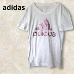 【最終値下げ】adidas ロゴTシャツ 白　S ピンクロゴ レディースのサムネイル