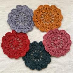 handmade コースター 手編み ハンドメイド ナチュラル 北欧 モチーフ