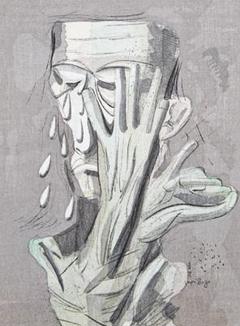 東郷青児 【泣いてる男】 1958年 木版画 東郷青児 【泣いてる男】 1958年 木版画 - メルカリ