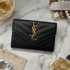 美品】YSL サンローラン カードケース ブラック キャビアスキン