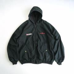 USA製90s 企業刺繍ロゴ　ダックフーディージャケット　黒XXLゆるだぼ古着