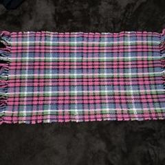 カラフルチェック柄室内用マット　フリンジ　フレンチカントリー