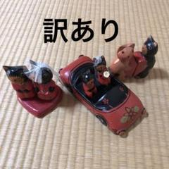 訳あり バリ木彫り オープンカー ペアねこ ねこの置物 木彫り猫 アジアバリ雑貨
