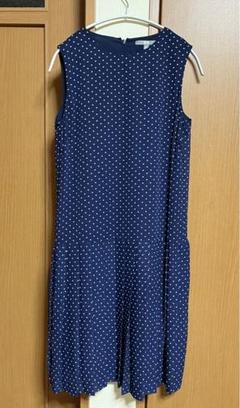UNIQLO ユニクロ プリーツ シフォン ワンピース 紺色 水玉模様 新品