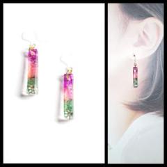 No.604-D　水彩画風☆レジンピアス・イヤリング